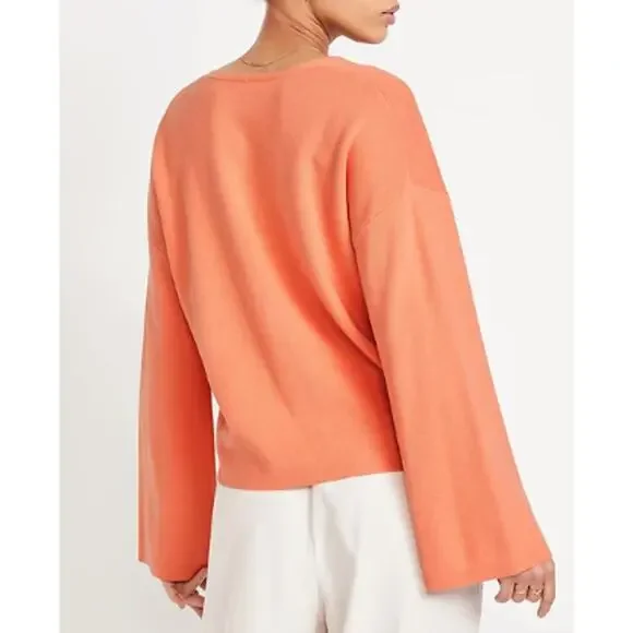 Old Navy Womens Large Daybreak Orange Bell Sleeve VNeck Sweater NEW Large - Picture 5 of 7